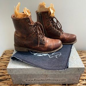 Manchester Cognac Free Bird Combat Boots